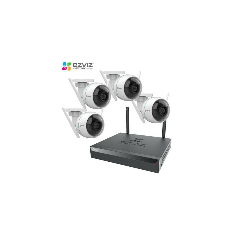 KIT VIDEOSORVEGLIANZA WIRELESS EZVIZ IP + 4 TELECAMERE WIFI IP66 1080P HD 2 mpx