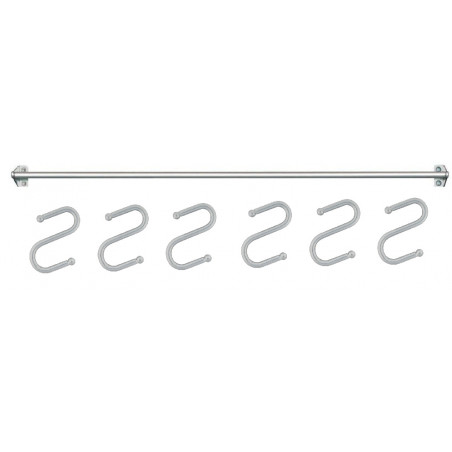KIT BARRE SOTTOPENSILI CUCINA CON GANCI SUPPORTO SOTTO BARRA PENSILE STOVIGLIE CROMATO OPACO