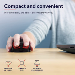 Mouse Wireless Ricaricabile Rosso Con Batteria Integrata 4 pulsanti USB-C 1600DPI 24019