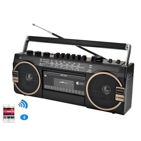 Radio Boombox Bluetooth Stereo Portatile Lettore Cassette Portatile O Cavo FM-AM Vintage Retro' 123BT