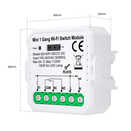Modulo Smart Wi-FI con contatti Liberi NC-NO-COM ad interrutore per Caldaia Contatto a secco Funziona con Alexa Hey Google